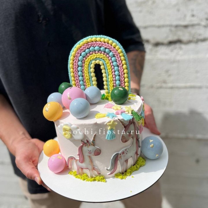Торт "Радуга с единорогом" с доставкой в Адлере