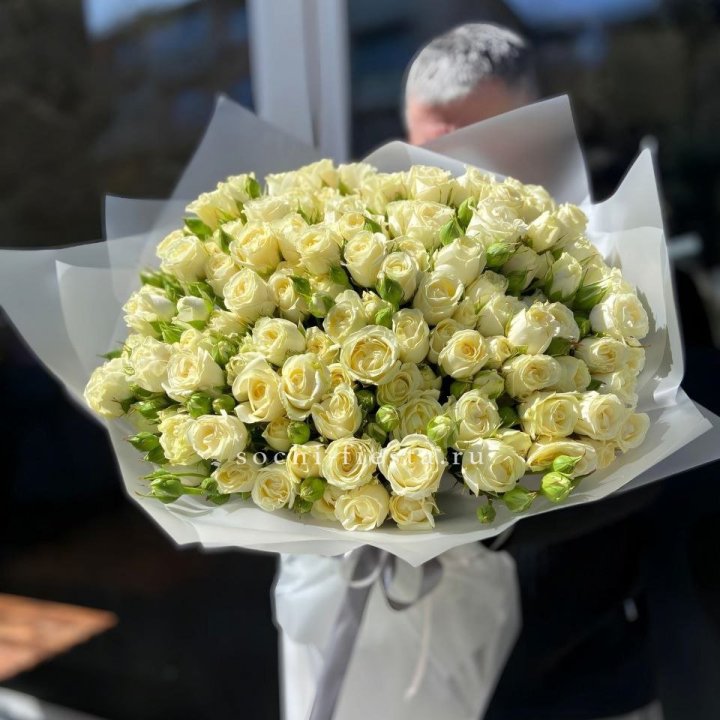 Белые кустовые розы 31 шт в Адлере