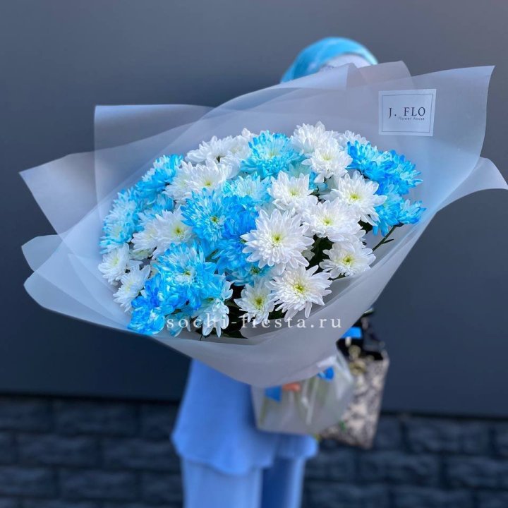 Букет хризантем "Голубая снежинка" в Адлере