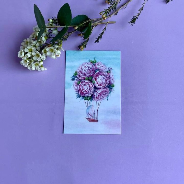Открытка к букету "Пион" в Адлере