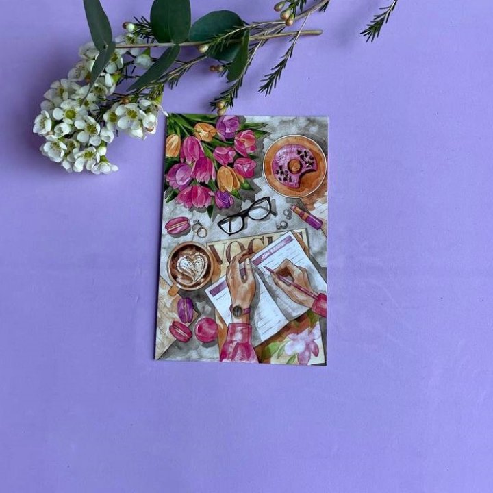 Открытка к букету "Леди на работе" в Адлере