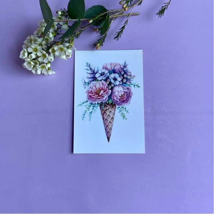 Открытка к букету "Цветочно-кремовый" в Адлере