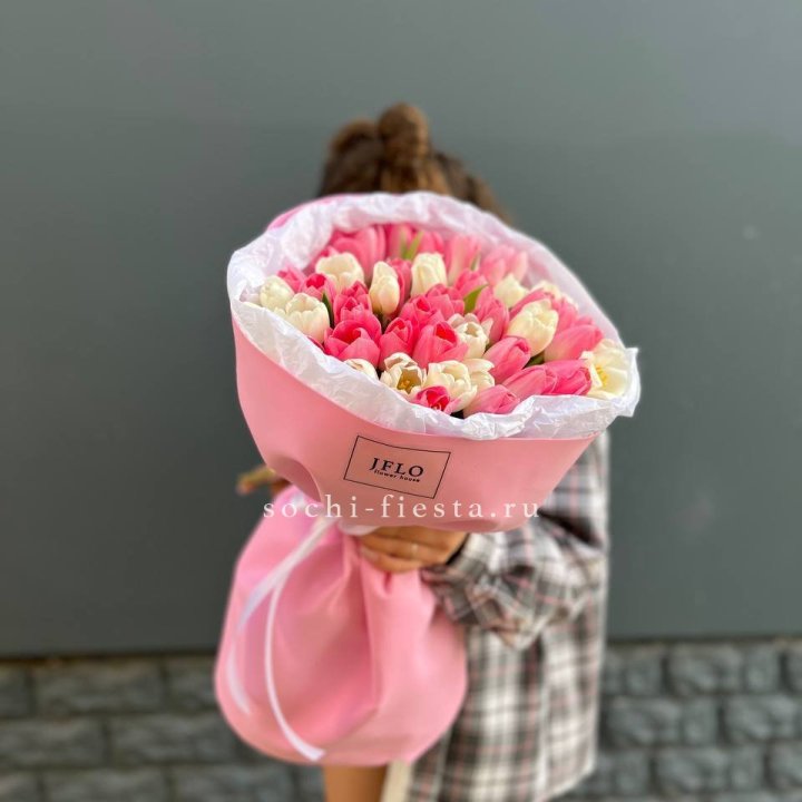 51 бело-розовый тюльпан в Адлере