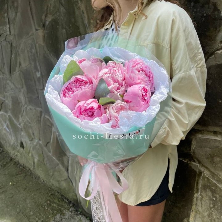 7 зефирных пионов в фоамиране в Адлере