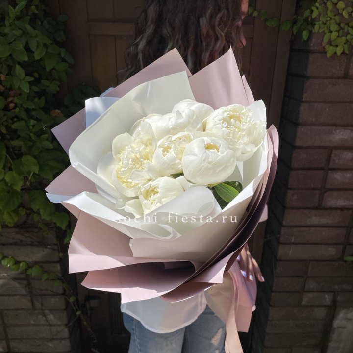 9 белоснежных пионов в Адлере