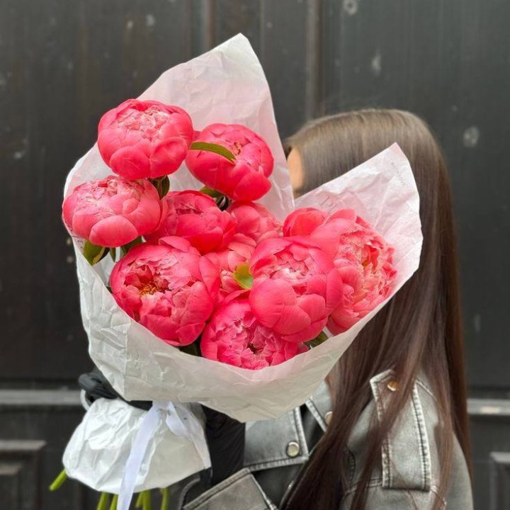 9 коралловых пионов в Адлере