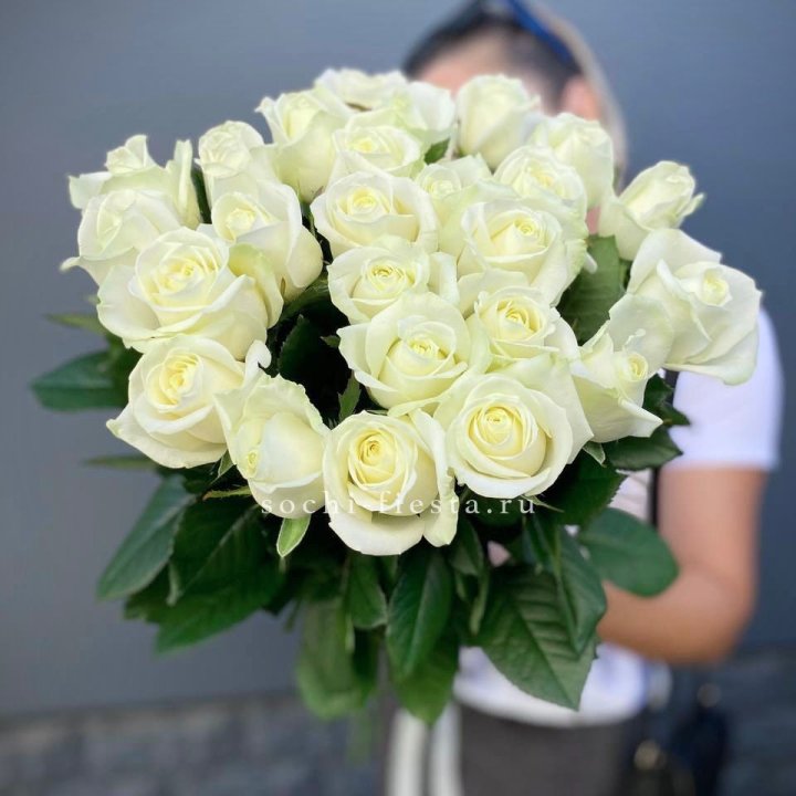 Голландские розы White 25 с доставкой в Адлере